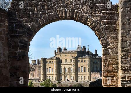 imposing arch though to Culzean castle, Stock Photo