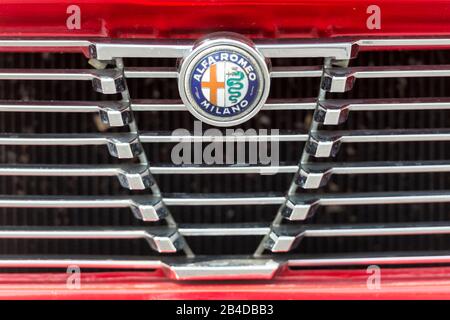 Michelstadt, Hesse, Germany, grille of an Alfa GTV, built in 1972, 2 liter displacement, 220 hp Stock Photo