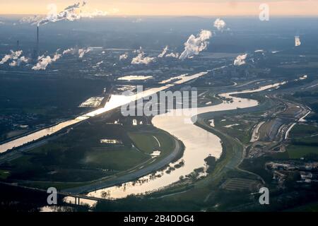 Aerial view, Wesel-Datteln-channel, Sicking mill, Haltern am See, North Rhine-Westphalia, Germany Stock Photo
