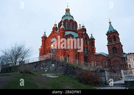 Uspenski Cathedral in Helsinki, Finland in November Stock Photo