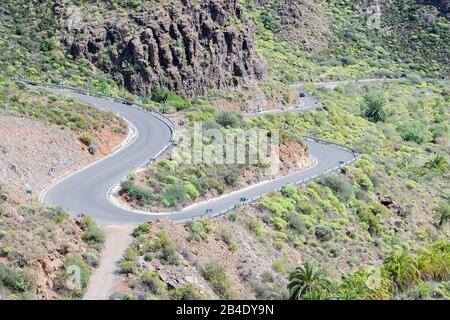 Winding road, Gran Canaria, Canary Islands, Spain, Europe Stock Photo