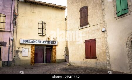 Bakery in the village center of Fleury d'Aude Stock Photo