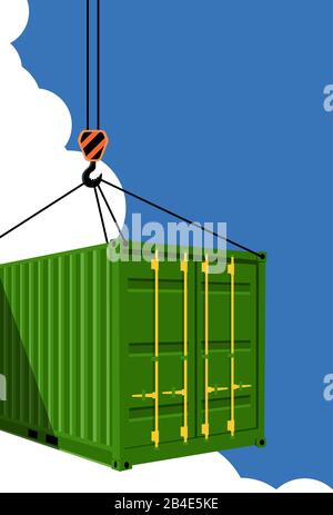 Shipping container on blue sky Stock Vector