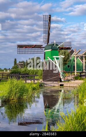 Old windmill, Zaanse Schans, open-air museum, Zaanstad, North Holland, Holland, Netherlands, Europe Stock Photo