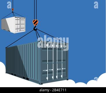 Shipping container on blue sky Stock Vector