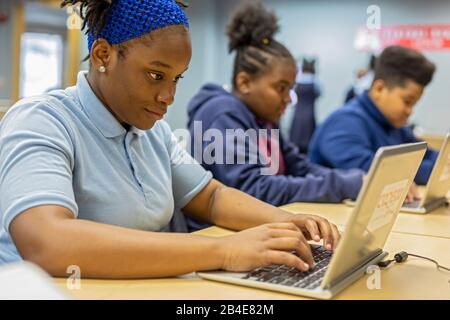 Detroit, Michigan - Code313, a nonprofit program for Detroit youth aged 7-17, offers free workshops on computer coding and other technology-based subj Stock Photo