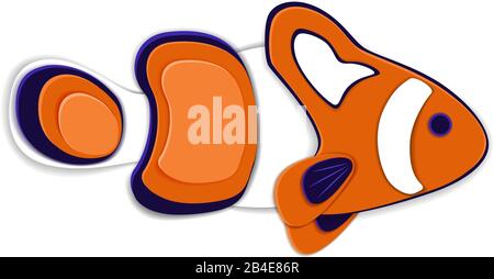 Reef fish in paper art style Stock Vector