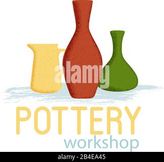 Colorful clay dishes with textured shadow Stock Vector