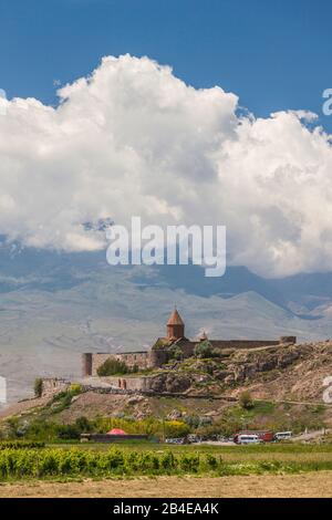 Armenia, Khor Virap, Khor Virap Monastery, 6th century, and Mt. Ararat Stock Photo