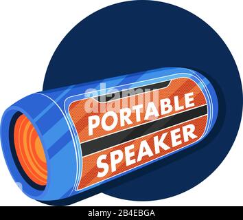 Portable wireless speaker in flat style Stock Vector