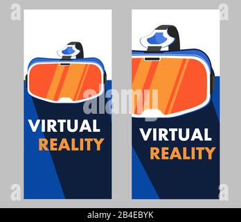 VR headset device in flat style Stock Vector