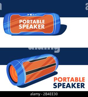 Portable wireless speaker in flat style Stock Vector