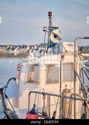 Old and well used fishing boats moored in harbor on a spring evening in  Gronhogen on Oland, Sweden. Names and logos removed Stock Photo - Alamy