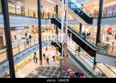 View inside Galeria Krakowska shopping mall in Krakow town centre ...