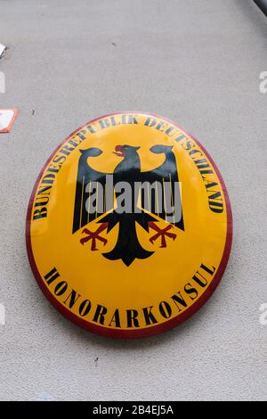 Slovakia, Kosice (Kaschau), Sign on House of Honorary Consul of Germany Stock Photo