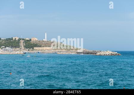 Santa Maria di Leuca, Salento, Apulia, Italy, Europe. The lighthouse of Santa Maria di Leuca Stock Photo