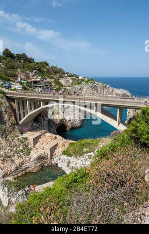 Gagliano del Capo, Salento, Puglia, Italy, Europe. The Ciolo bridge Stock Photo