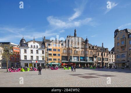 Crescent house at the town hall square, Esch an der Alzette, Luxembourg, Europe Stock Photo