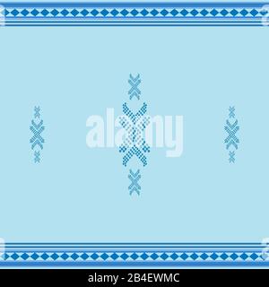 Seamless geometric ornamental vector pattern with soft blue background. Abstract background motif ulos. creative design cloth pattern. tribal ethnic d Stock Vector