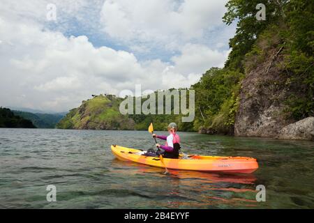 Kayaking in Fjords near Tufi, Tufi, Cape Nelson, Papua New Guinea Stock Photo