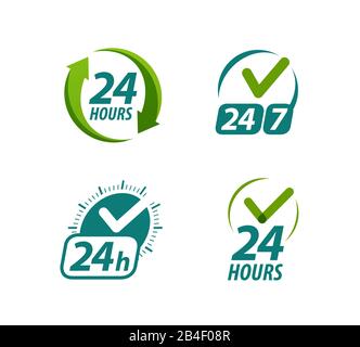Open 24 hours a day symbol or logo. Always available icon vector Stock Vector