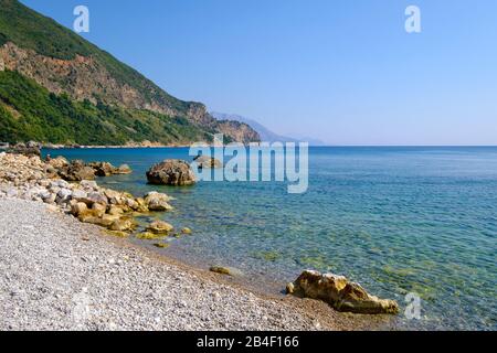 jaz beach, at Budva, Adriatic coast, Montenegro Stock Photo