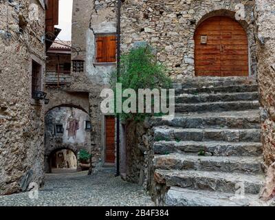 Borgo di Canale, Tenno, Trentino, South Tyrol, Trentino-Alto Adige; Italy, museum village, medieval village Stock Photo