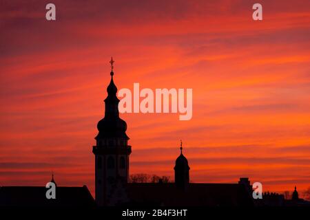 Germany, Baden-Württemberg, Karlsruhe, view of the city silhouette of Durlach the largest district of Karlsruhe. Stock Photo