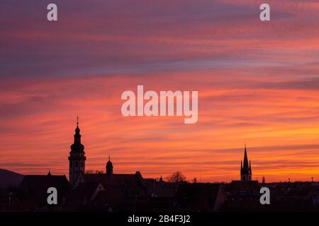 Germany, Baden-Württemberg, Karlsruhe, view of the city silhouette of Durlach the largest district of Karlsruhe. Stock Photo