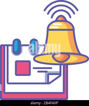calendar with bell on white background vector illustration design Stock Vector