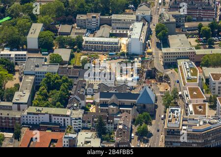 Aerial view of the construction site of the Historical Cologne City Archive, which collapsed in 2009 within the framework of light rail construction, in Cologne in the Rhineland in the state of North Rhine-Westphalia, Germany, Stock Photo