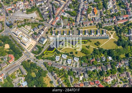 Aerial view of the Gelsenkirchen Science Park in Gelsenkirchen in the Ruhr area in North Rhine-Westphalia in Germany. Stock Photo