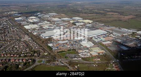 aerial view of Winsford Industrial Estate, Cheshire, UK Stock Photo