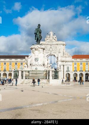 Lisbon - Portugal, January 17, 2020,  Commerce Square in Lisbon , Portugal Stock Photo