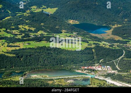 Barmsee and Isar with reservoirs near Krün Stock Photo