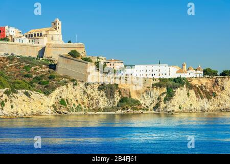 Ibiza old town and harbor, Ibiza town, Ibiza, Balearic Islands, Spain, Europe Stock Photo