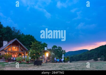 Giesshübl, restaurant Schafhütt'n, mountain Wienerwald, Vienna Woods, approaching thunderstorm in Wienerwald, Vienna Woods, Niederösterreich, Lower Austria, Austria Stock Photo