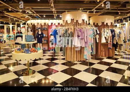 BANGKOK, THAILAND - JUNE 21, 2015: clothes on display at a store in Siam Center. Siam Center was built in 1973 as one of Bangkok's first shopping mall Stock Photo