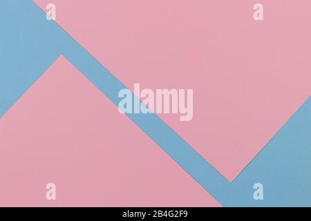 Abstract colored paper texture background. Minimal geometric shapes and lines in pastel blue, light pink colours Stock Photo