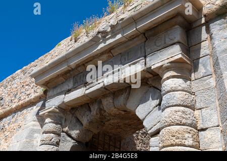 Section of the entrance gate on the leprosy island Spinalonga, Greece, Crete, Kalydon Stock Photo