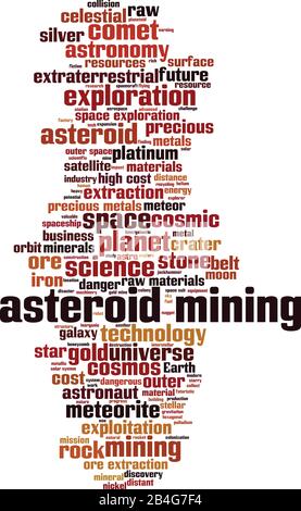 Asteroid mining word cloud concept. Collage made of words about asteroid mining. Vector illustration Stock Vector