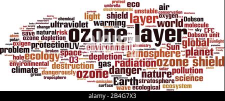 Ozone layer word cloud concept. Collage made of words about ozone layer. Vector illustration Stock Vector