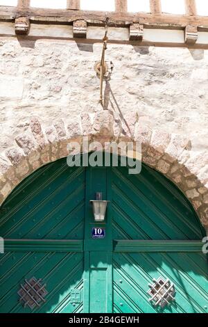 Old front door, Lutherplatz, city view, facade, historically, Eisenach, Thuringia, Germany, Europe, Stock Photo