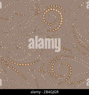 Vector light geometric texture with black stroke on a beige background. Spirals and lines from simple shapes pattern for fabrics or paper Stock Vector