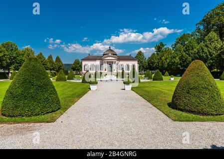 The Pavilion in the Baroque Garden on the Melk Abbey in Wachau, one of the Unesco World Heritage Sites of Austria Stock Photo