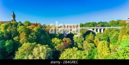 Luxembourg, view on Adolphe bridge, Luxembourg city Stock Photo