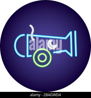 cannon weapon with turkey flag neon light style Stock Vector