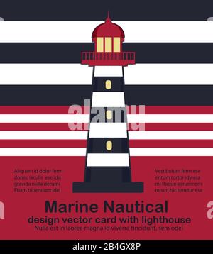 Nautical design card with Lighthouse vector Stock Vector