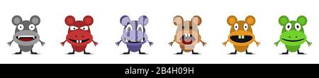 Cute monster set. Funny cartoon monsters, Vector Stock Vector