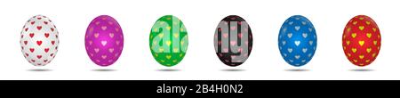 Easter eggs. Colored Easter eggs with heart symbols, Vector Stock Vector